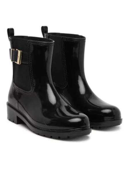 Gumene čizme Tommy Hilfiger Th Buckle Glossy Ankle Rain Boot crna