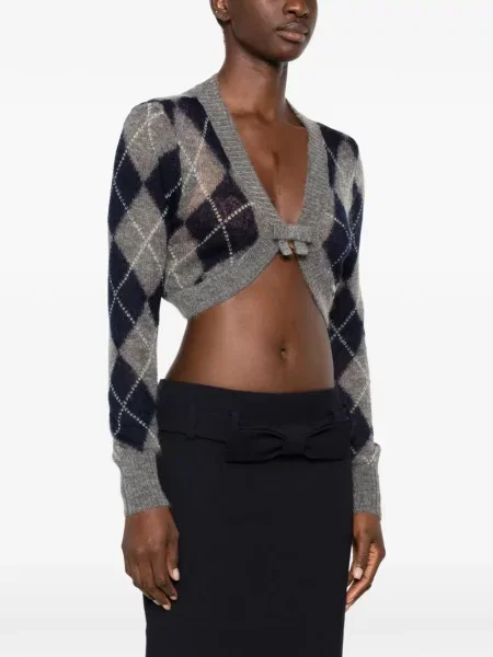 Decupat cardigan Shushu/tong cu model argyle gri