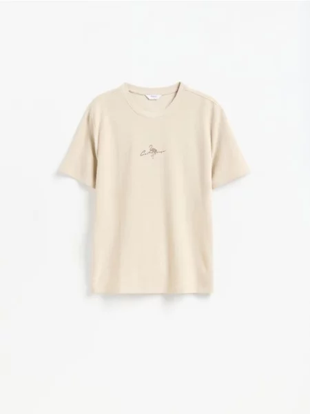 Reserved Tricou cu croială lejeră cu imprimeu bej