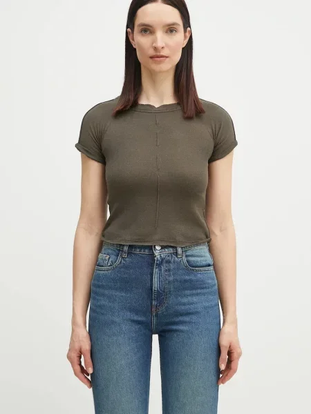 Ottolinger t-shirt z domieszką lnu Deconstructed Linen zielony