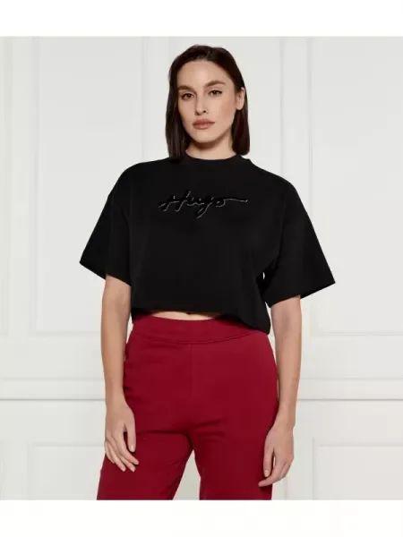 HUGO Tricou | Cropped Fit negru
