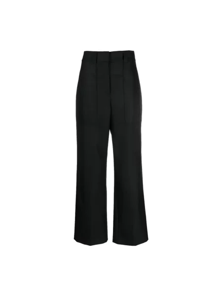 Spodnie Hugo Boss z wysoką talią wełniane czarne