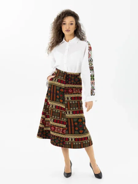 Спідниця міді Едельвіка помаранчевий/коричневий помаранчева