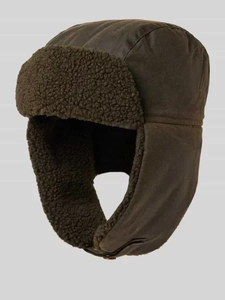 Czapka z nauszniki Czapka model MORAR WAX TRAPPER' Barbour oliwkowa