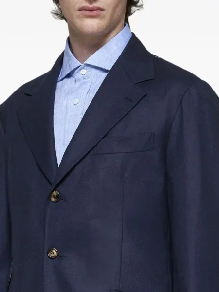 Vlněný oblek Brunello Cucinelli modrý