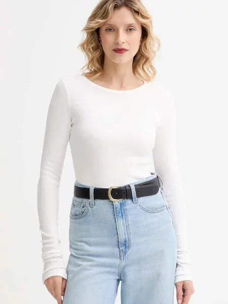 Majica z dolgimi rokavi MUUV. MUUV. x Answear bela