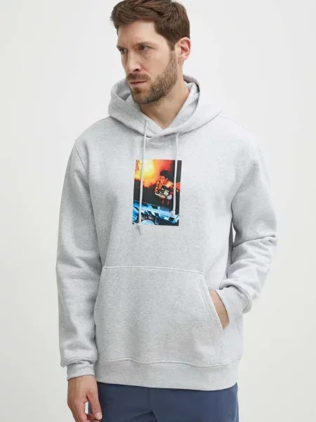 Dukserica adidas Originals za muškarce s kapuljačom s tiskom siva