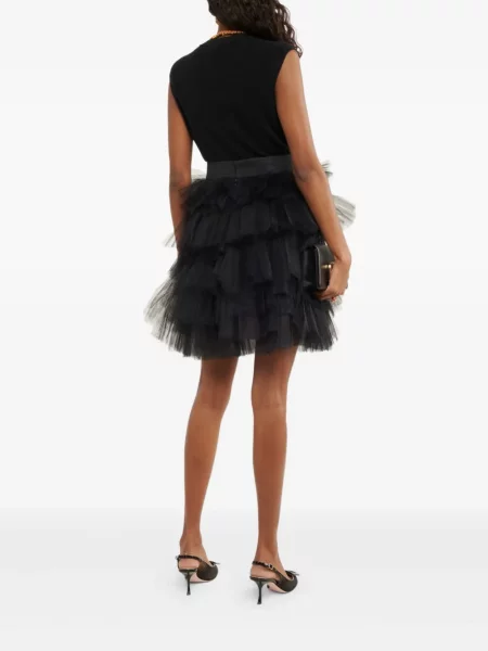 Fusta mini Oscar De La Renta cu volane negru