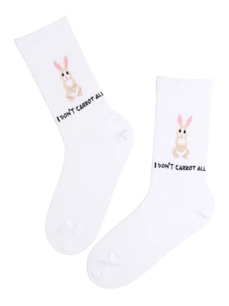 Sokisahtel Ponožky CARROT cotton socks with a message' bílá