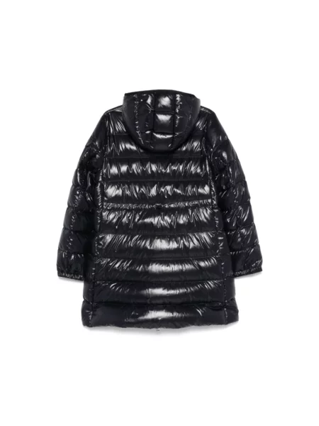 Płaszcz Moncler z kapturem z logo niebieski