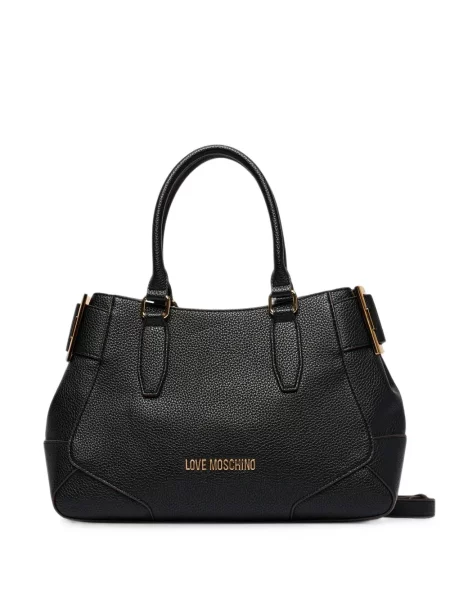 Geantă shopper Love Moschino cu autograf negru