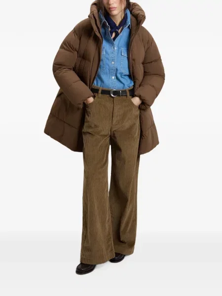 Geacă cu puf Woolrich cu glugă maro