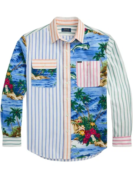 Slip de baie Polo Ralph Lauren cu broderie din piele de căprioară în carouri albastru