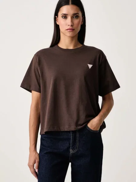 Guess Jeans T-shirt γυναικείο καφέ