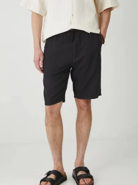 Medicine vászonkeverék rövidnadrág férfi melange fekete