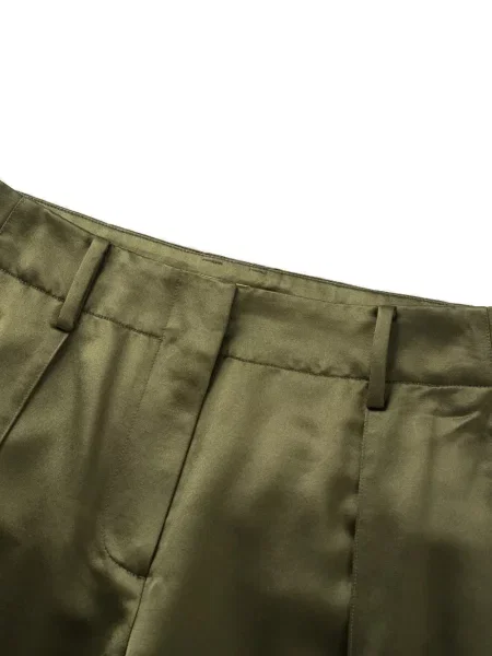 Pantaloni Shanghai Tang din satin verde