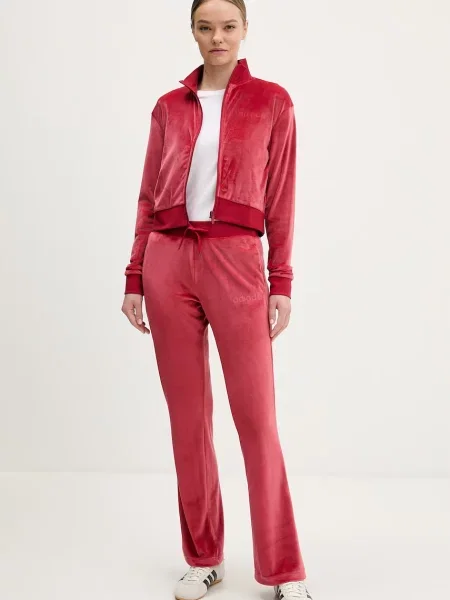 Trenirka od velura adidas Glam crvena