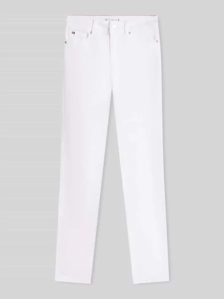 Jeansy o kroju slim fit z detale z logo Tommy Hilfiger białe