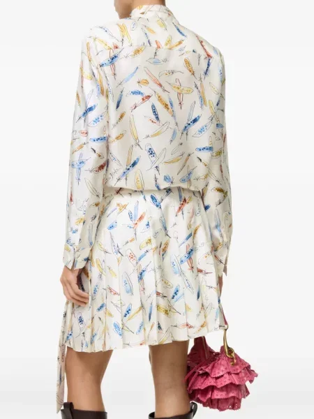 Bluză Burberry de mătase cu pene alb