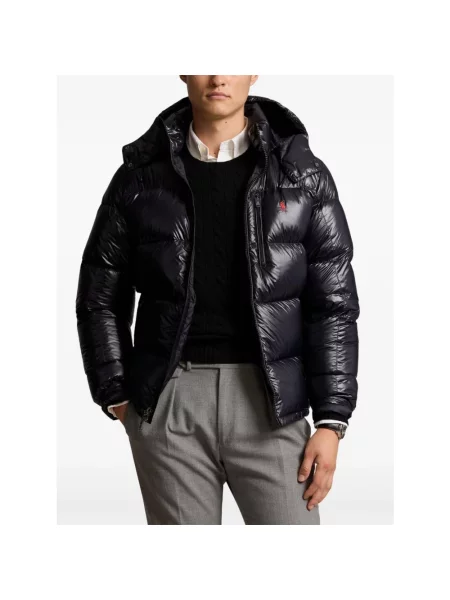Kurtka bomber Polo Ralph Lauren z wysokim kołnierzem z logo pikowany niebieski