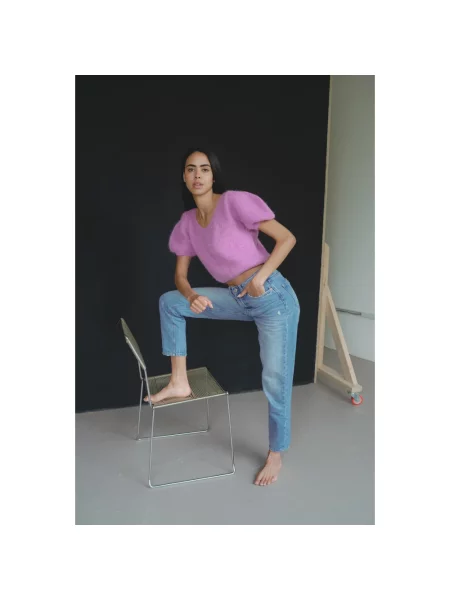 Sweter American Dreams wełniany fioletowy