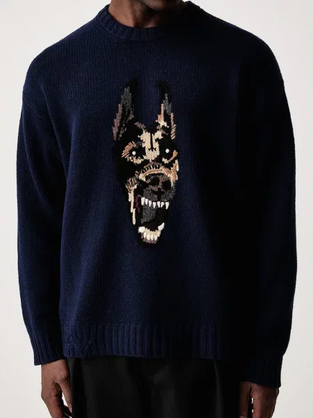 Zadig&Voltaire Gyapjú kötött pulóver Swonny We Doberman kék