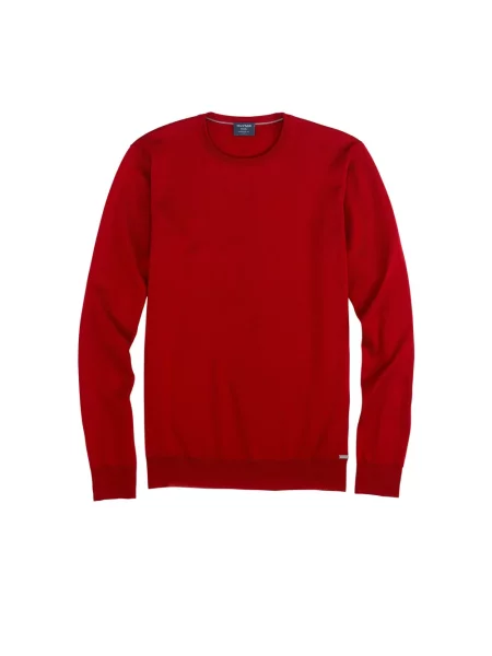 Sweter Olymp z dekoltem w serek czerwony