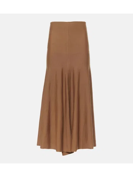 Spódnica midi Khaite wełniana do kolan brązowa
