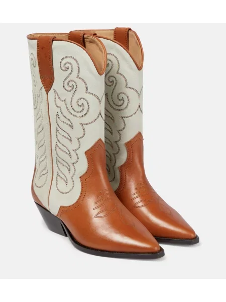Botine Isabel Marant cu broderie din piele maro