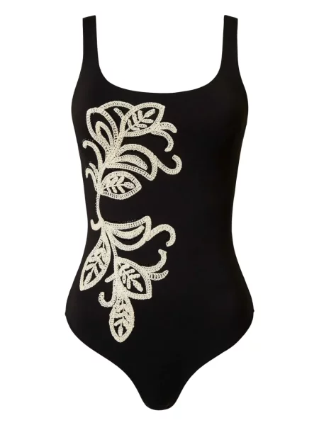 Costum de baie Twinset cu broderie negru