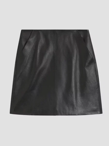 Шкіряна спідниця Boss чорна