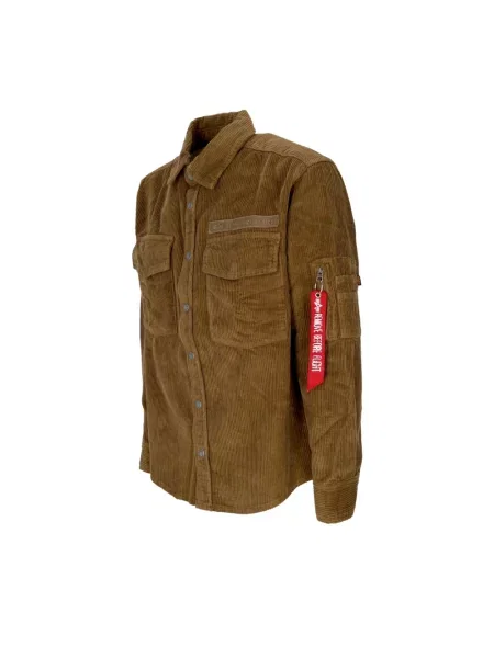 Kurtka koszulowa Alpha Industries z długim rękawem sztruksowa beżowa