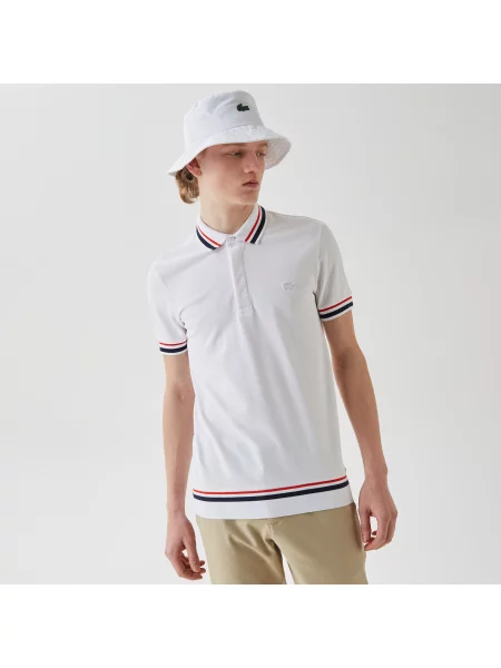 Lacoste Koszulka Polo W Paski Slim Fit biała