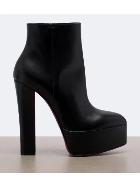 Kožené členkové čižmy Christian Louboutin na platforme čierna