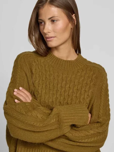 Sweter z dzianiny warkoczowej Boxy Fit wykonany w z wełny Style Icon Collection