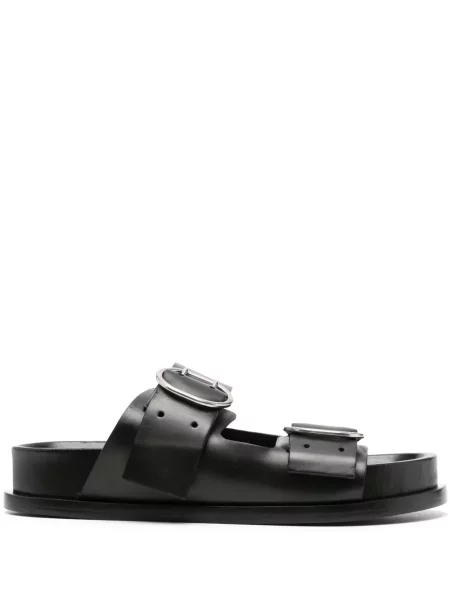 Sandale Jil Sander fără toc cu cataramă negru