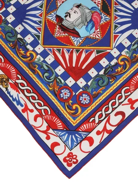 Raštuotas šalikas Dolce & Gabbana ruoželis mėlyna