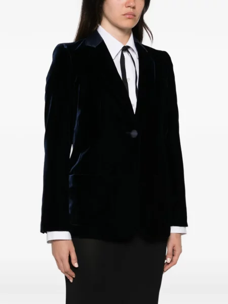 Geacă Emporio Armani de catifea albastru