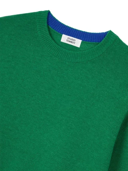 Pulover Tomboy cu decolteu rotund verde