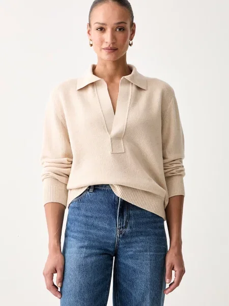 Victoria Beckham pulover pentru femei cu lână bej
