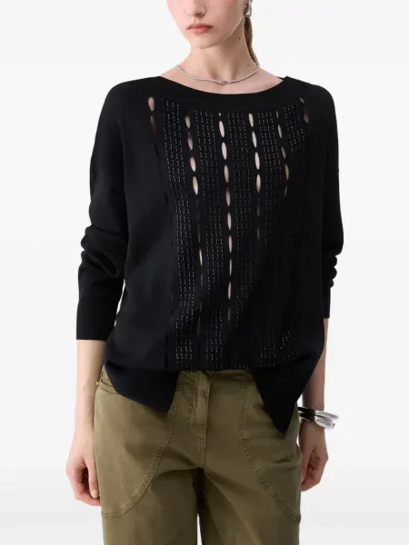 Pulover Liu Jo cu broderie negru