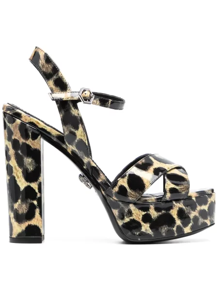 Sandale Philipp Plein cu platformă cu imagine cu model leopard