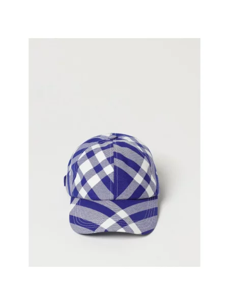 Czapka z daszkiem Burberry w kratę niebieska