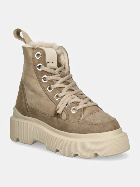 Inuikii pantofi de piele intoarsa Matilda Shearling cu platforma izolat bej