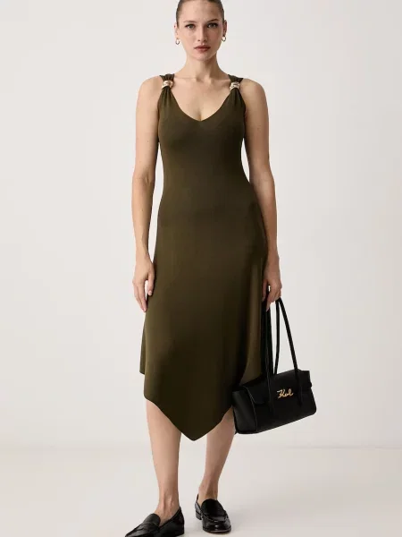 Morgan rochie cu vâscoză verde