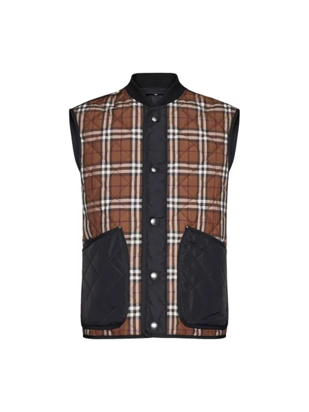 Kamizelka Burberry w kratę z nadrukiem brązowa