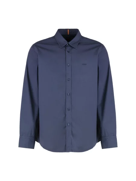 Koszula Boss Orange casual z kołnierzykiem włoskim niebieska