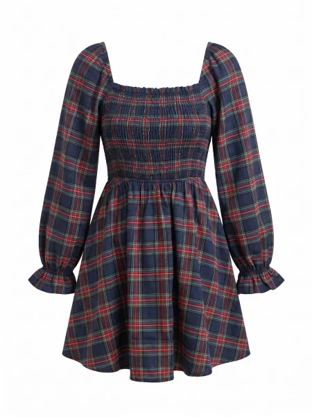 Cupshe Šaty Plaid' modrá