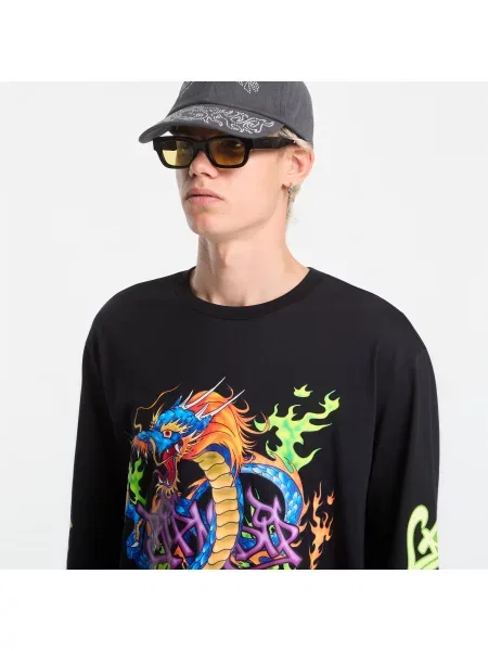 Tricou RIPNDIP Dragonology LS Black L negru