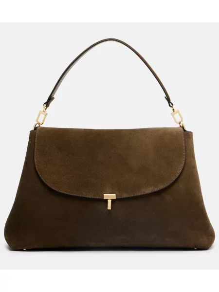 Geantă Toteme din piele de căprioară maro